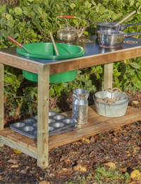 Support en bois avec étagère pour bac d’exploration sensoriel 95 cm